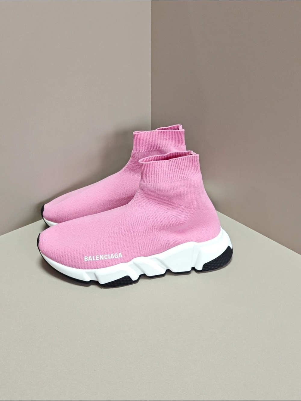 Balenciaga Pink Sock Runner Sneakers with White Sole